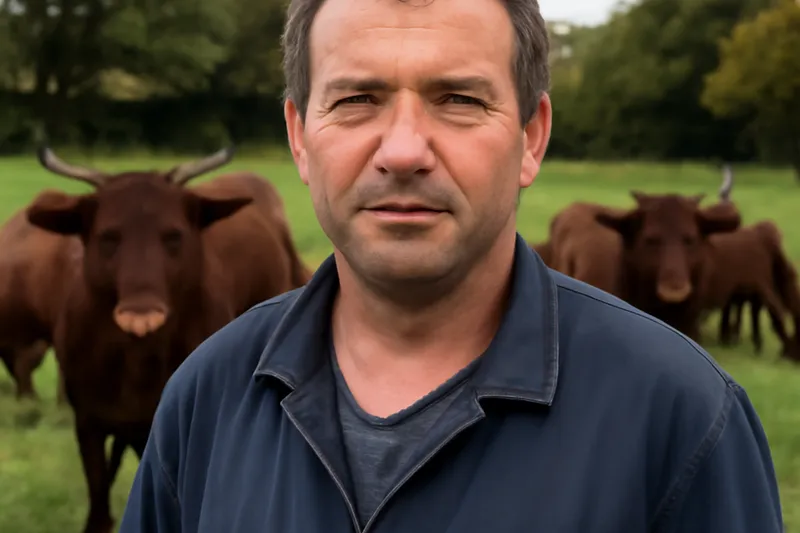 Troupeau de vaches Salers dans un pâturage bocager des Combrailles