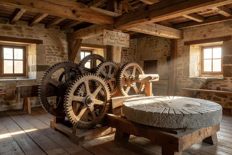 Ancien moulin à eau en pierre au bord de la Sioule en Combrailles