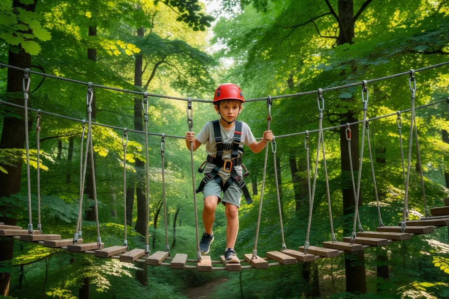 Accrobranche dans forêt des Combrailles, sécurité câbles