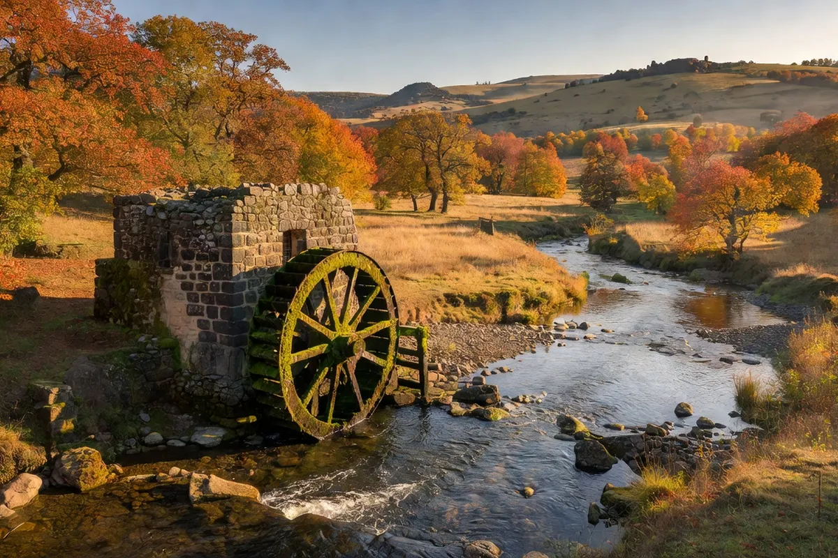 Ancien moulin à eau au bord de la Sioule en Combrailles
